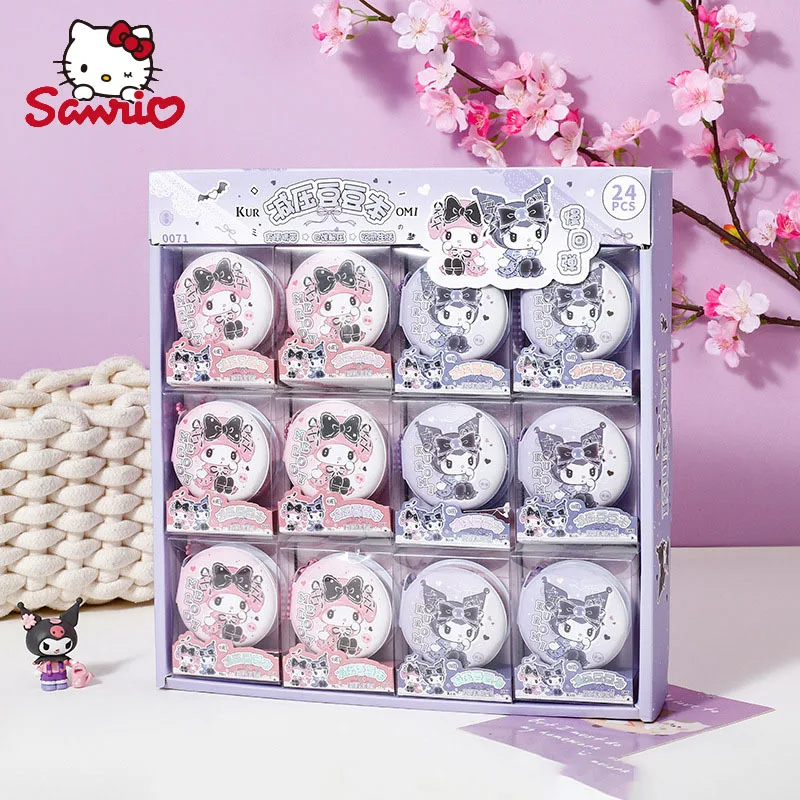 Sanrio 6/24pcs Memo Pad Lace Kuromi Styling Pad Portable Mini Message Book Decompression Peas This Student Stationery Wholesale