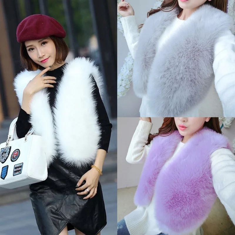 Frauen Herbst Winter Warm Verdicken Faux Fuchs Pelz Weste Fashion Solid Weiche Plüsch Ärmellose Oberbekleidung Damen Kurze V-ausschnitt Weste