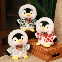 Cute 22cm Christmas Penguin Plush Toy Stuffed Animals Penguin with Clothes Christmas Gift for Girls Boys