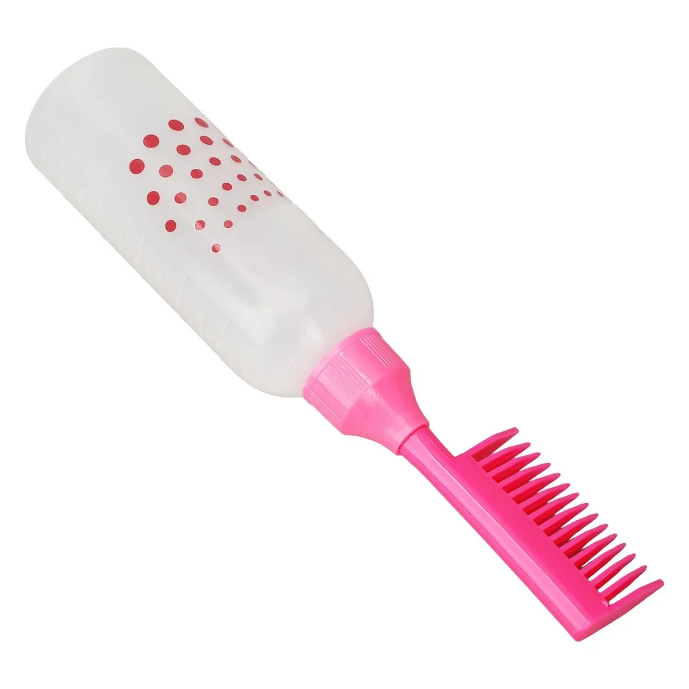 5pcs Professional Hair Dye Comb Bottles Graduated Scale Easy Fill Comb Applicator Bottle Durable Rose Red Root Comb Applicator