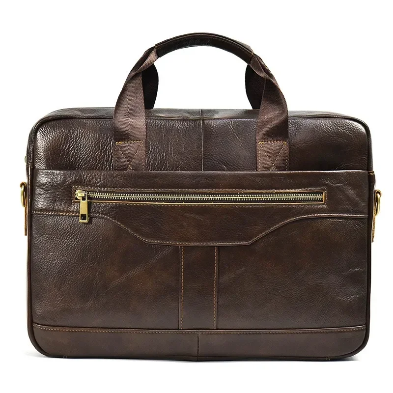 Men's Leather Briefcase, Large Capacity Retro Business Shoulder Messenger Bag, Portable Notebook Computer Bag