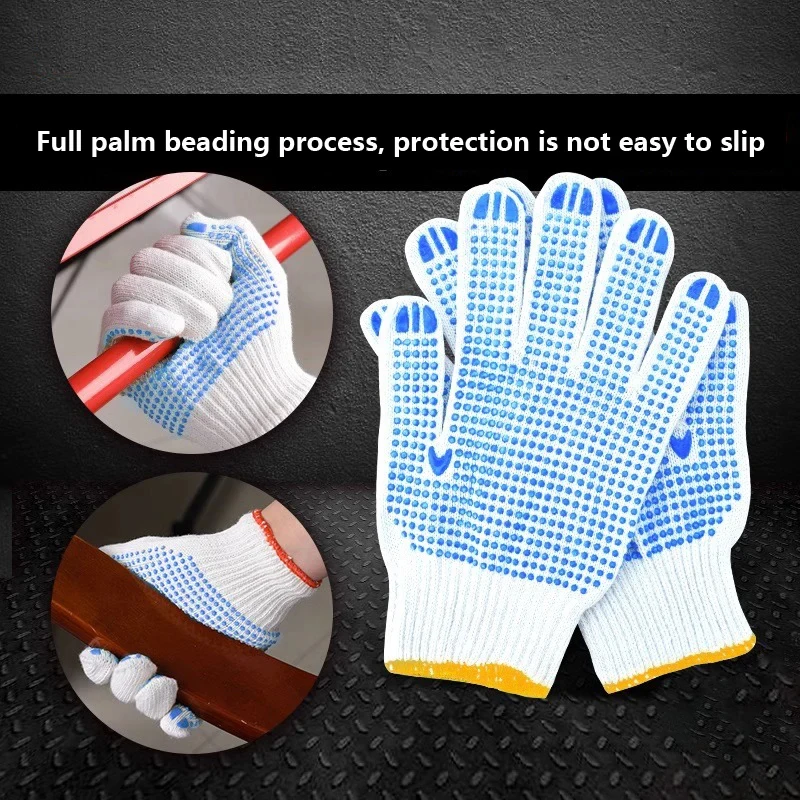 Non-slip Cotton Polyester String Knit Safety Protection Work Gloves, Painter Mechanic Industrial Gardening Warehouse With Dots