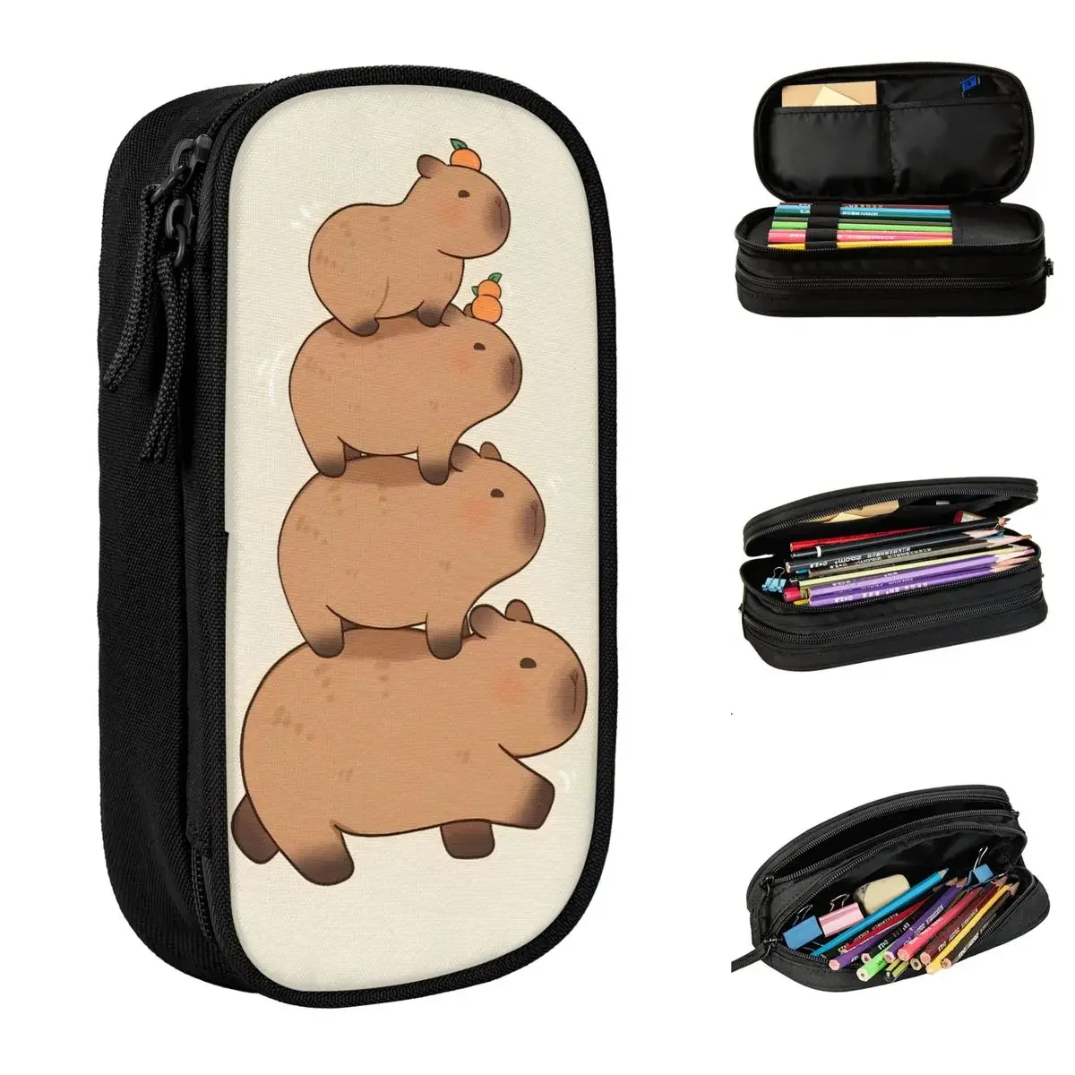 

Cute Kawaii Capybara Cartoon Cute Pencil Cases Pencilcases Pen Box Student Large Storage Bag School Supplies Zipper Stationery