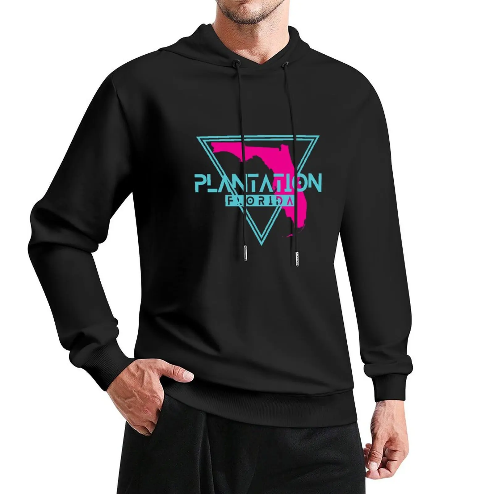 

Plantation Florida Souvenirs FL Vintage Triangle Pink Blue Pullover Hoodie korean style clothes anime hoodie