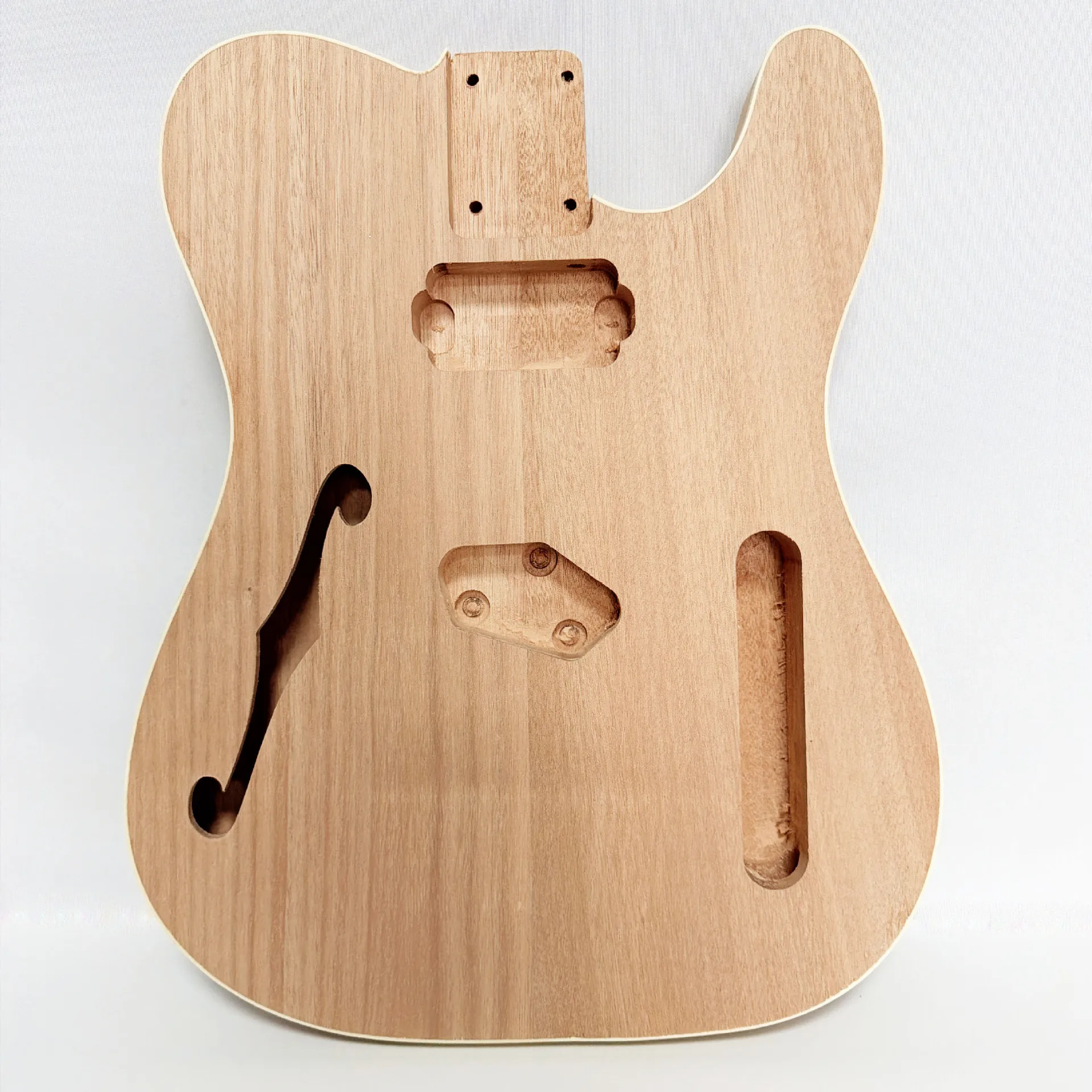 Apricot Wood TL F-hole Semi-Hollow Electric Guitar Body, DIY Semi-finished Guitar Body with Single Pickup Slot