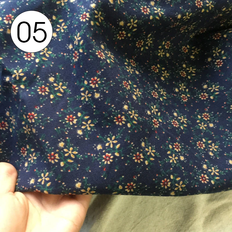 1x1.45m Pure Cotton Linen Floral Fabric Small Flowers Printed Cloth Women\'s Girl\'s Dress Shirt DIY Sewing Floral Pastoral Cloth