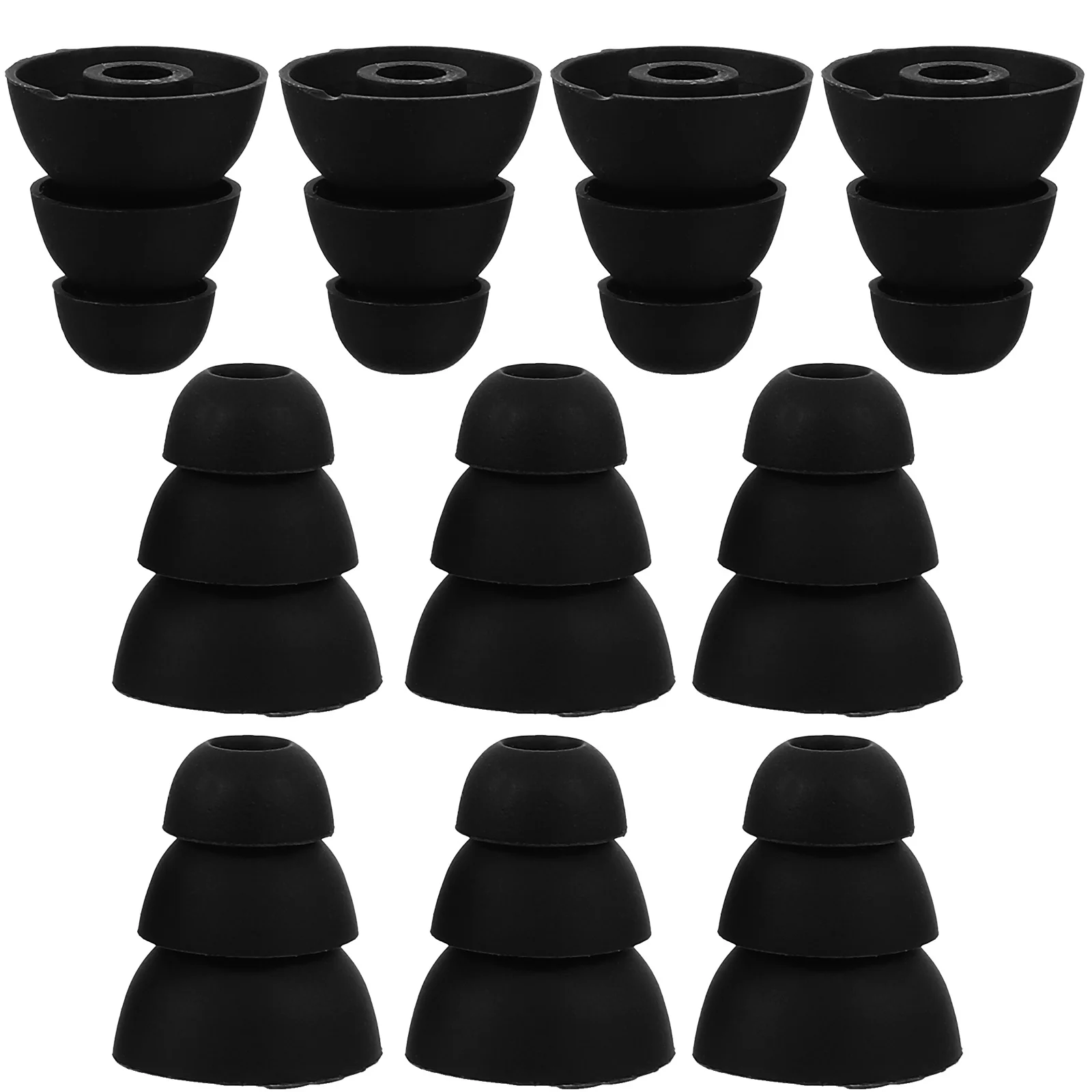 ثلاث طبقات 3.8 مللي متر أطراف أذن من السيليكون لسماعات الأذن داخل الأذن قبعات أذن سوداء عازلة للصوت مريحة تناسب طويلة الأمد