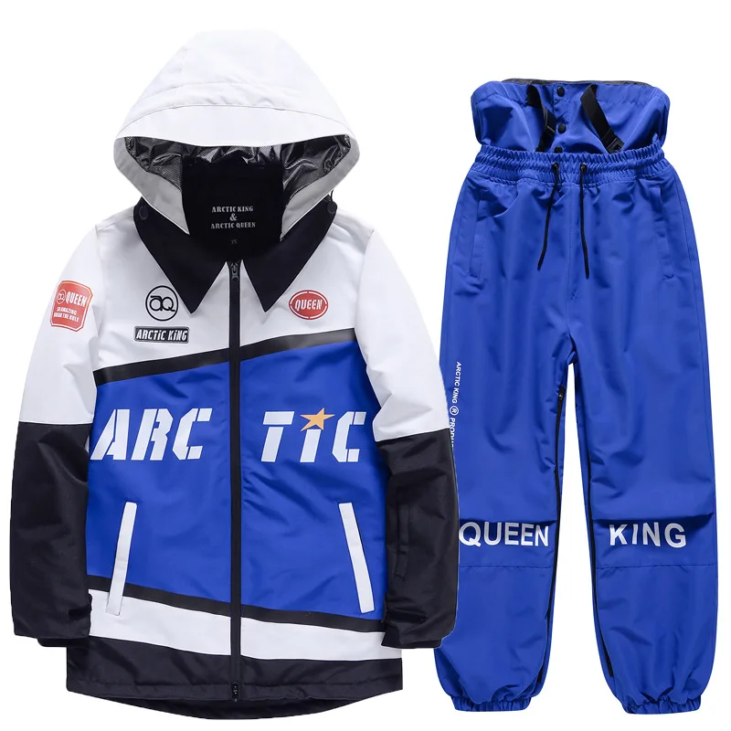 2023 terno de esqui dos homens das mulheres de luxo à prova de vento impermeável quente snowsuit inverno personalidade design jaqueta casal snowfield + calças