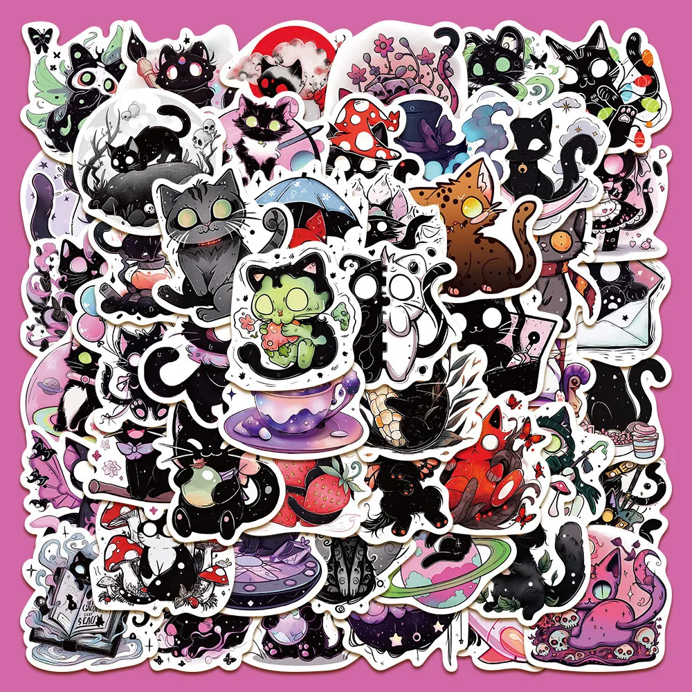 50-Piece Scared Soul Cat Stickers - Waterproof Decor for Notebooks, Laptops, Journals, Phone Cases Giajar Sticker Store