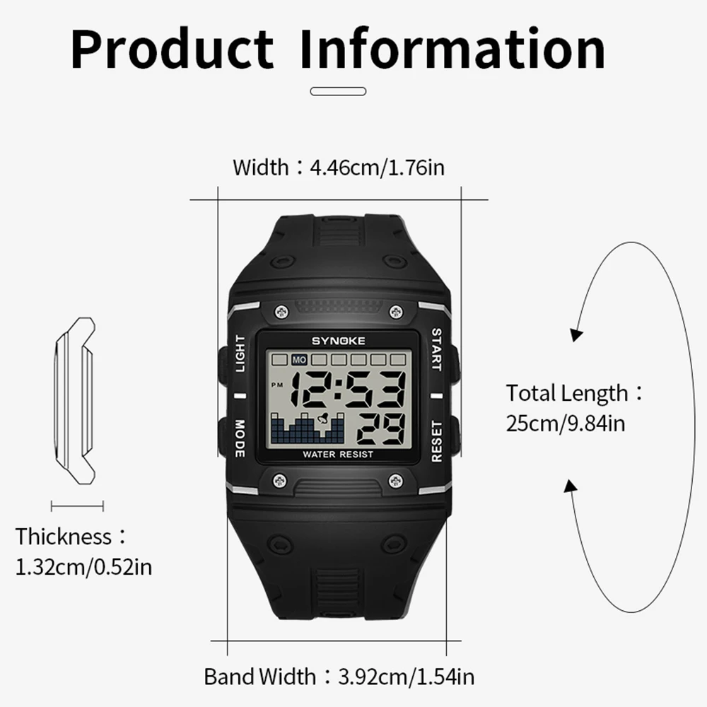 SYNOKE Sports Military Watch for Men Waterproof Large Dial Men Watch Electronic Clock Mens Digital Wristwatches Relojes Hombres