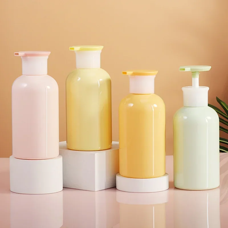 300ML Portable Empty Pump Dispenser Bottles Cylinder Shampoo Lotion Durable Refillable Containers for Liquid Soap