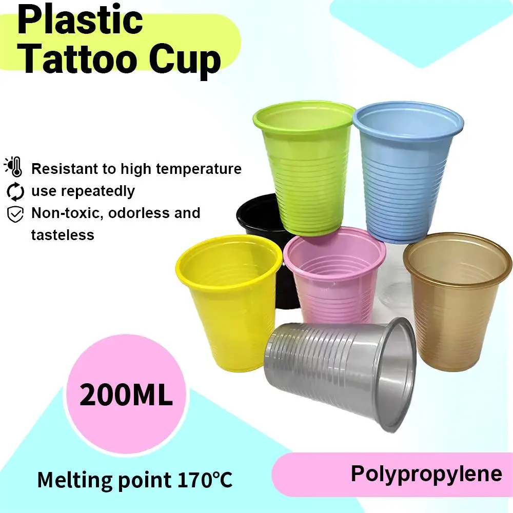 6.76oz 50Pcs Disposable Tattoo Plastic Water Cup Outdoor Picnic Birthday Party Tableware 200ml Plastic Cup Tattoo Work Supplies