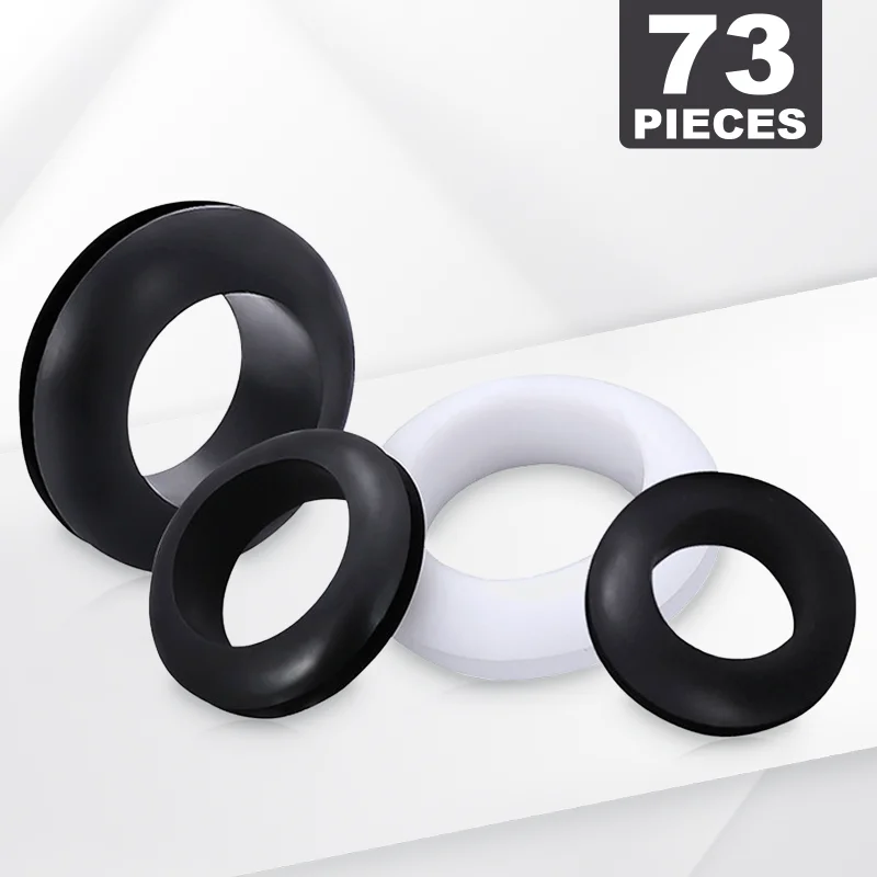 โอริงยางสองชั้นสีดำ/ขาว สำหรับป้องกันสายไฟ ขนาด 3~80 มม. ใช้กับสายไฟ สายเคเบิล อุปกรณ์ฮาร์ดแวร์