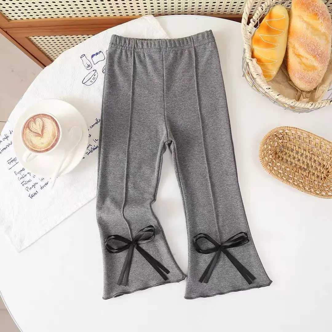 Girls hundred flared trousers children's foreign-style    micro trousers girls cotton high elastic bottoming trousers 90-150cm