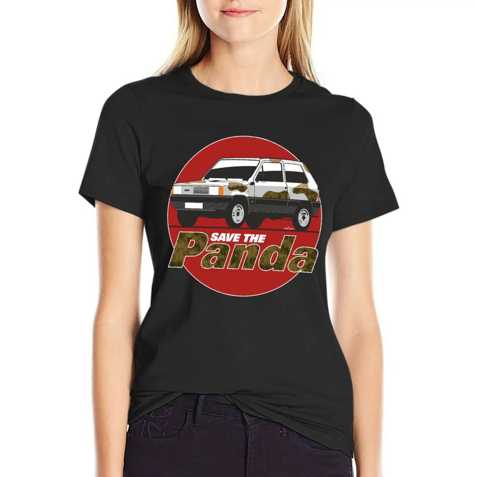 Save the (Fiat) Panda! T-Shirt summer top Short sleeve tee cute clothes korean fashion tshirts woman