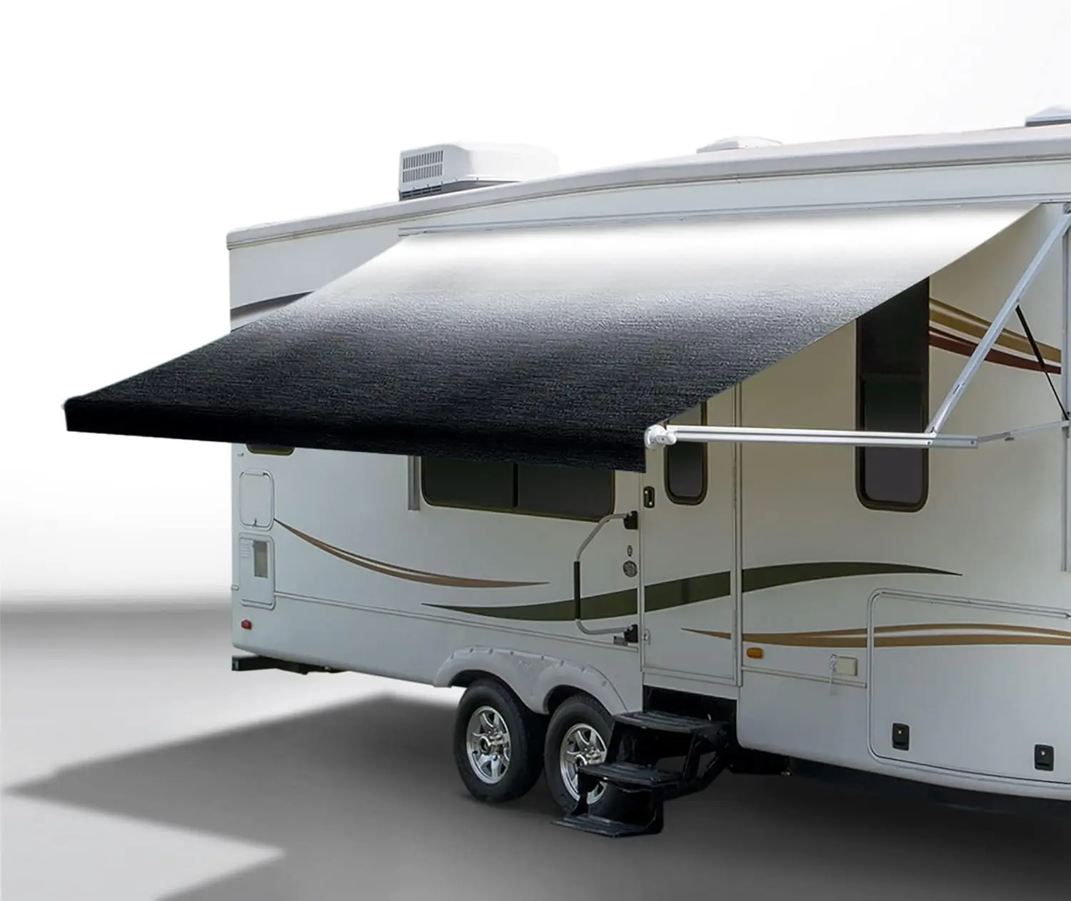 Rv Awning Fabric Replacement | Universal Fit | 8-22Ft Sizes | Heat Sealed Vinyl (15' - Actual Width 14' 1"", Charcoal Fade)