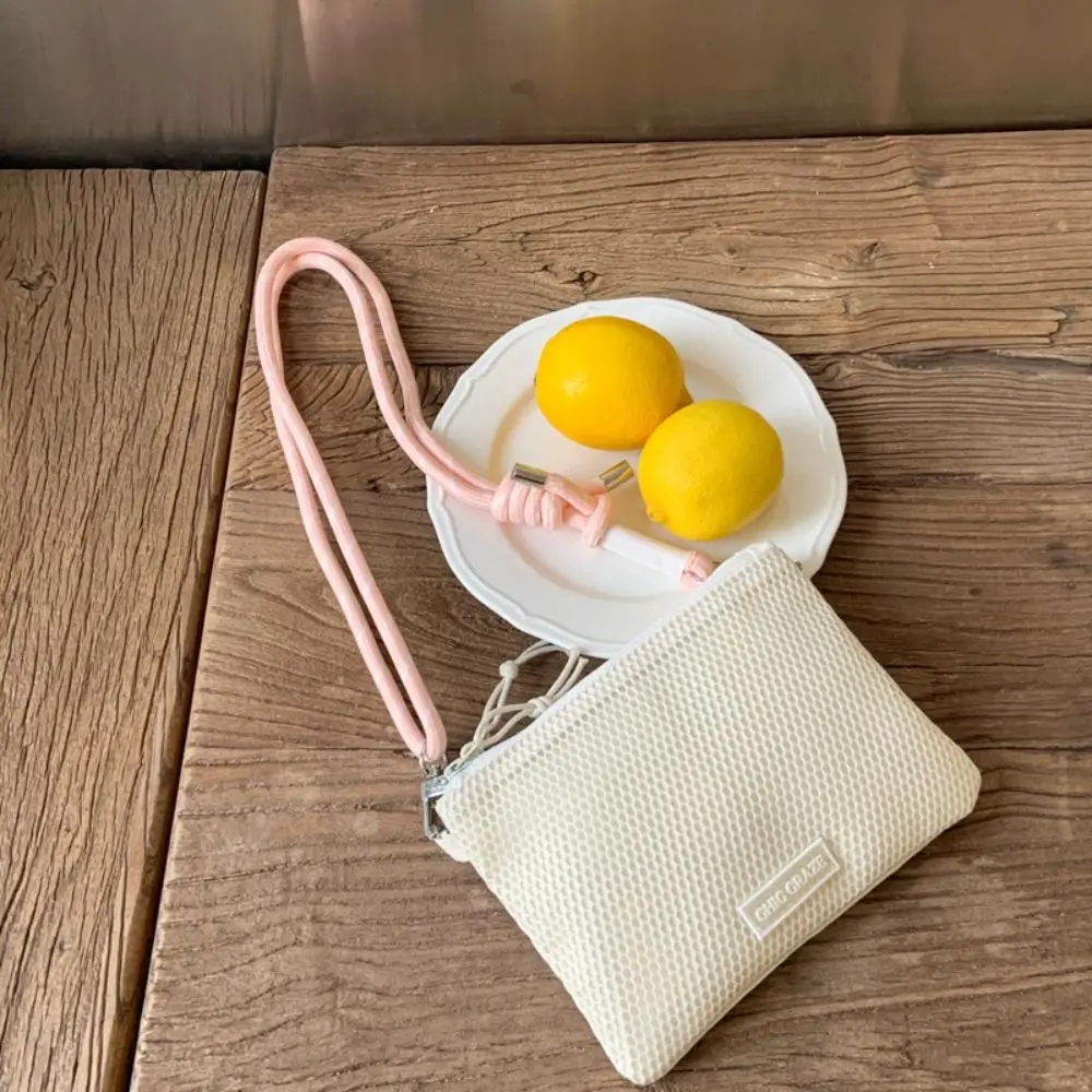 

Cute Korean Style Nylon Mesh Bag Purse Solid Color Nylon Crossbody Bag Wallet Bags Double-layer Mobile Phone Bag Office Worker
