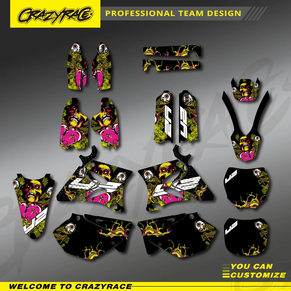 For YAMAHA YZ125 YZ250 2002- 2005 2006 2007 2008 2009 2010 2011 2012 2013 2014 YZ 250 CRAZYRACE Graphic Sticker Decals New Style