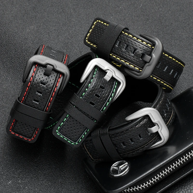 جديد الاتجاه الجلود حزام (استيك) ساعة ل ديتريش OTC-AO1 OT-3 حزام أسود 24 مللي متر سوار الثغور جلد البقر الأسود المعصم