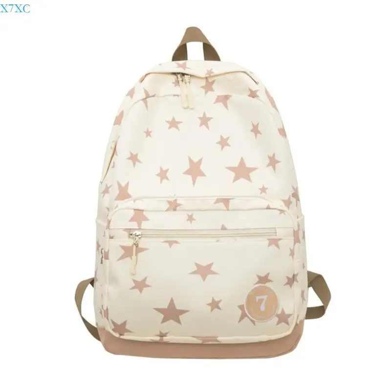 X7XC Star Print Backpack Double Strap Shoulder Bag Pack School Book Bag Travel Bag