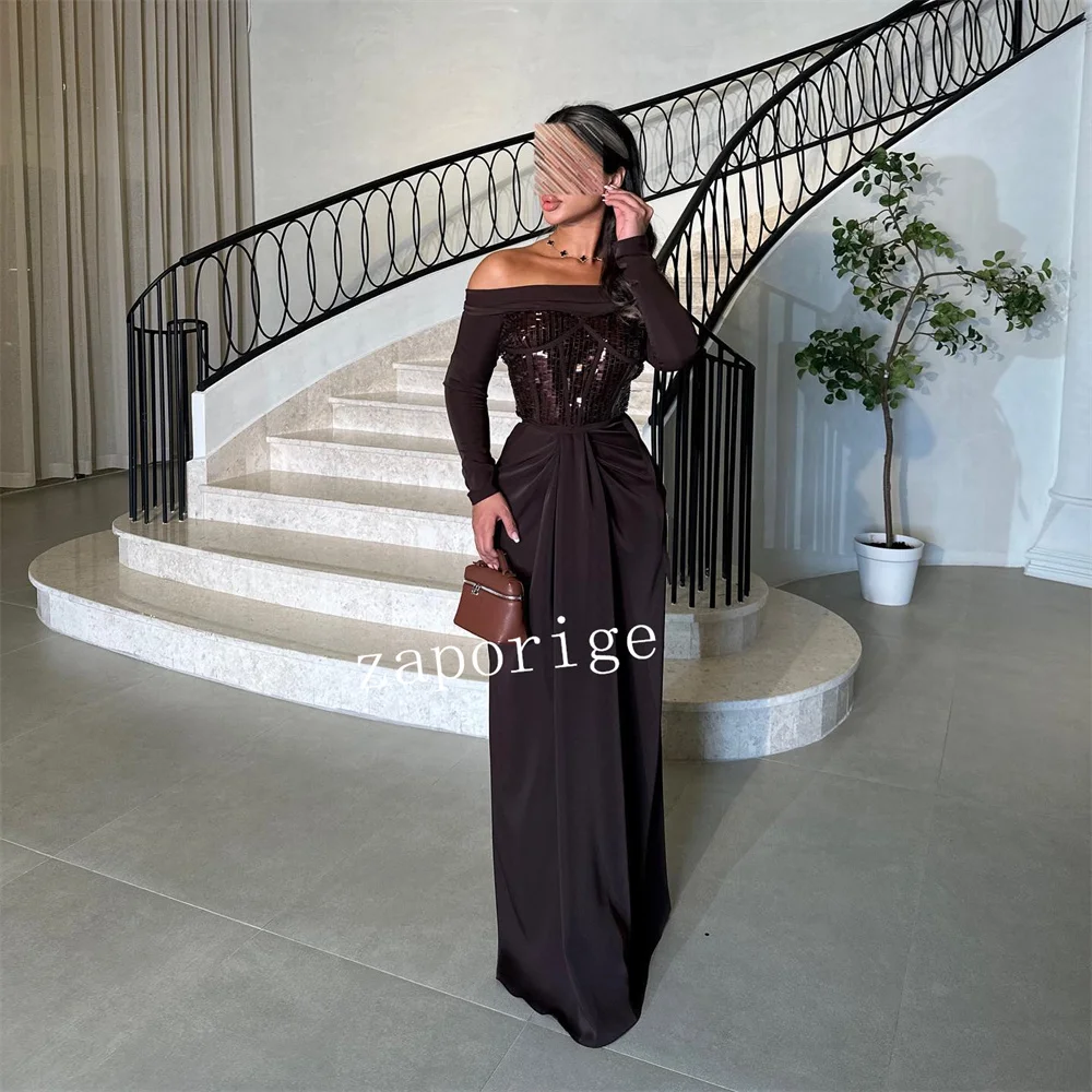 Customized Unisex Jersey Pleat Straight Boat Neck Bespoke Occasion Dresses Elegant Modern Style Sexy