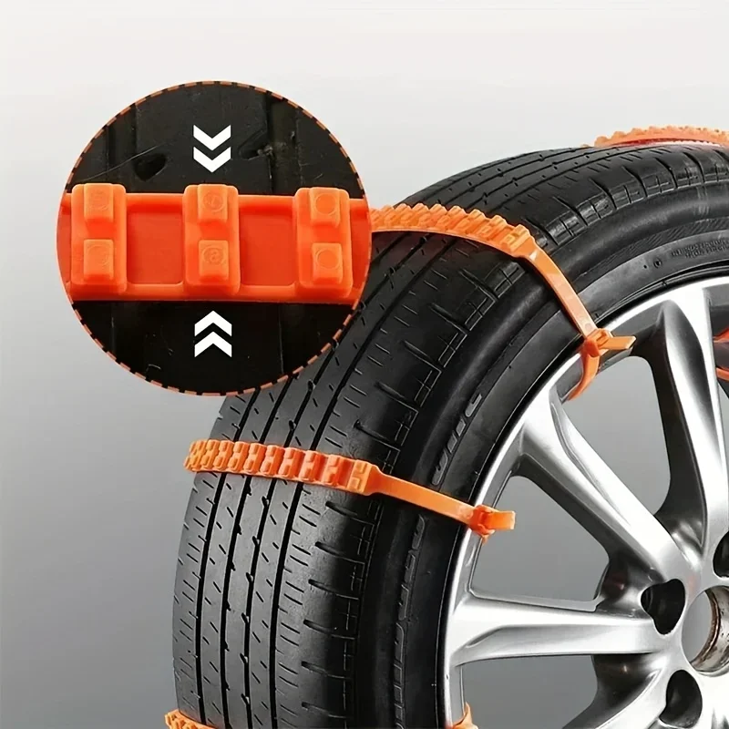 Universal Anti-Slip Tire Chains, 10pcs Reusable Zipper Traction Straps for Winter Car Tires with Dual Groove Design