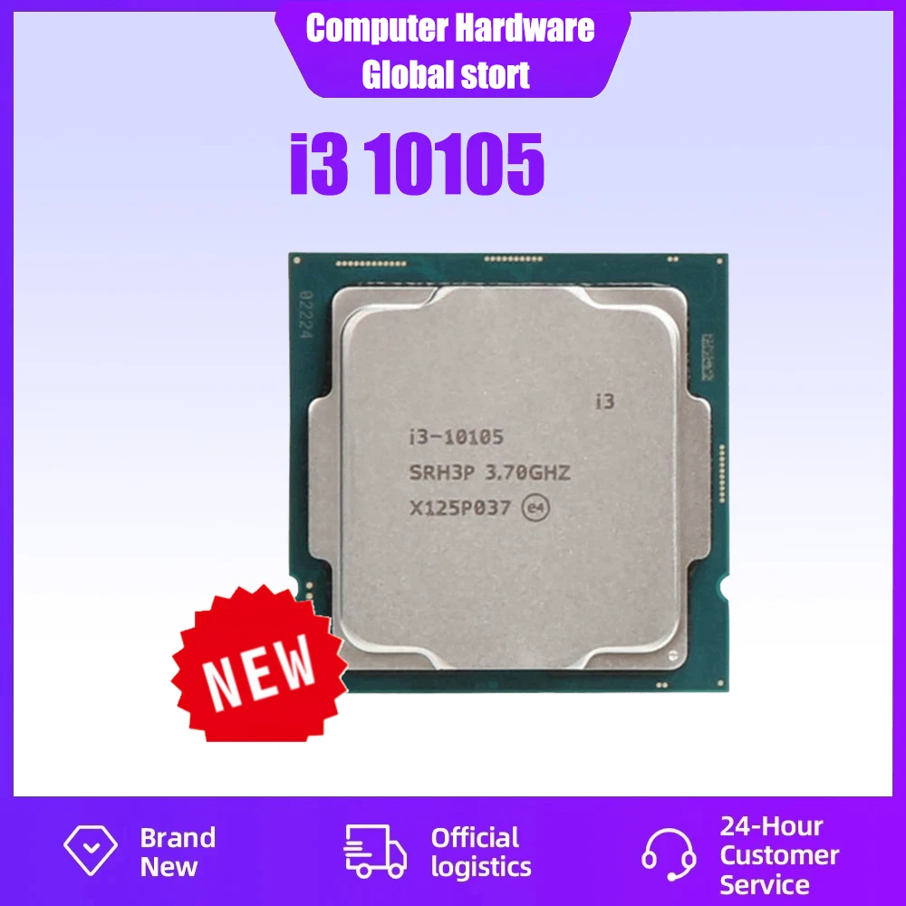 

NEW Core i3 10105 3.7GHz Quad-Core Eight-Thread CPU Processor L3 = 6M 65W LGA 1200 No Fan