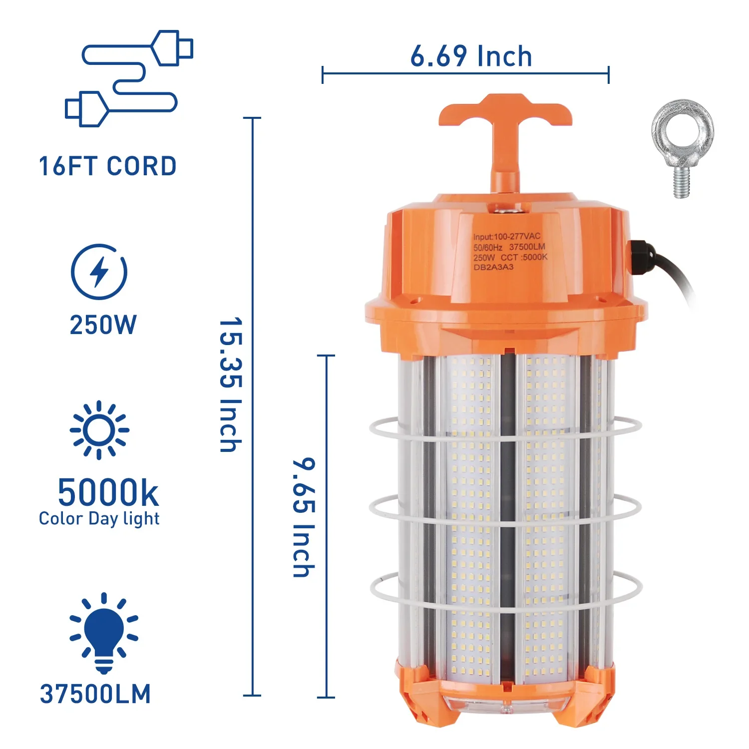 Portable Work Light 200W IP64 Waterproof Rechargeable Replacement Metal Halide HID CFL Led Bulbs Work Lamp Temporary Led