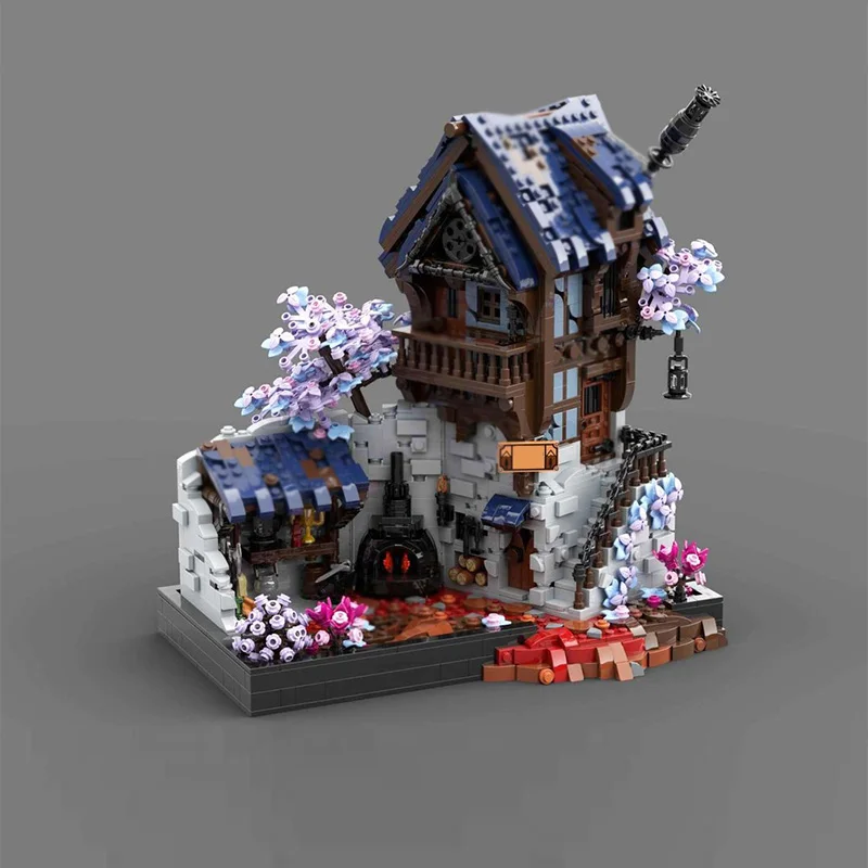 Castillo Medieval modelo MOC, ladrillos de construcción, forjado, casa de fábrica, tecnología Modular, regalos, vacaciones, montar, juguetes para niños, traje