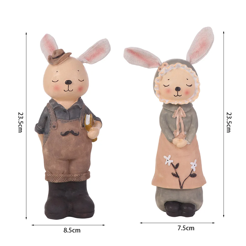 Mini Easter Bunny Statue Resin Crafts European Pastoral Mini Rabbit Figurine Cute Rabbit Desktop Ornament Outdoor Garden Lawn