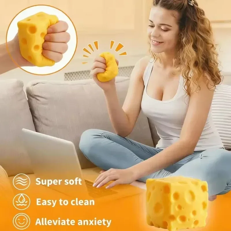 1/2Pcs Cheese Pinch Joy Cheese Pinch Joy Adult Stress Relieving and Ventilating Artifact Gift