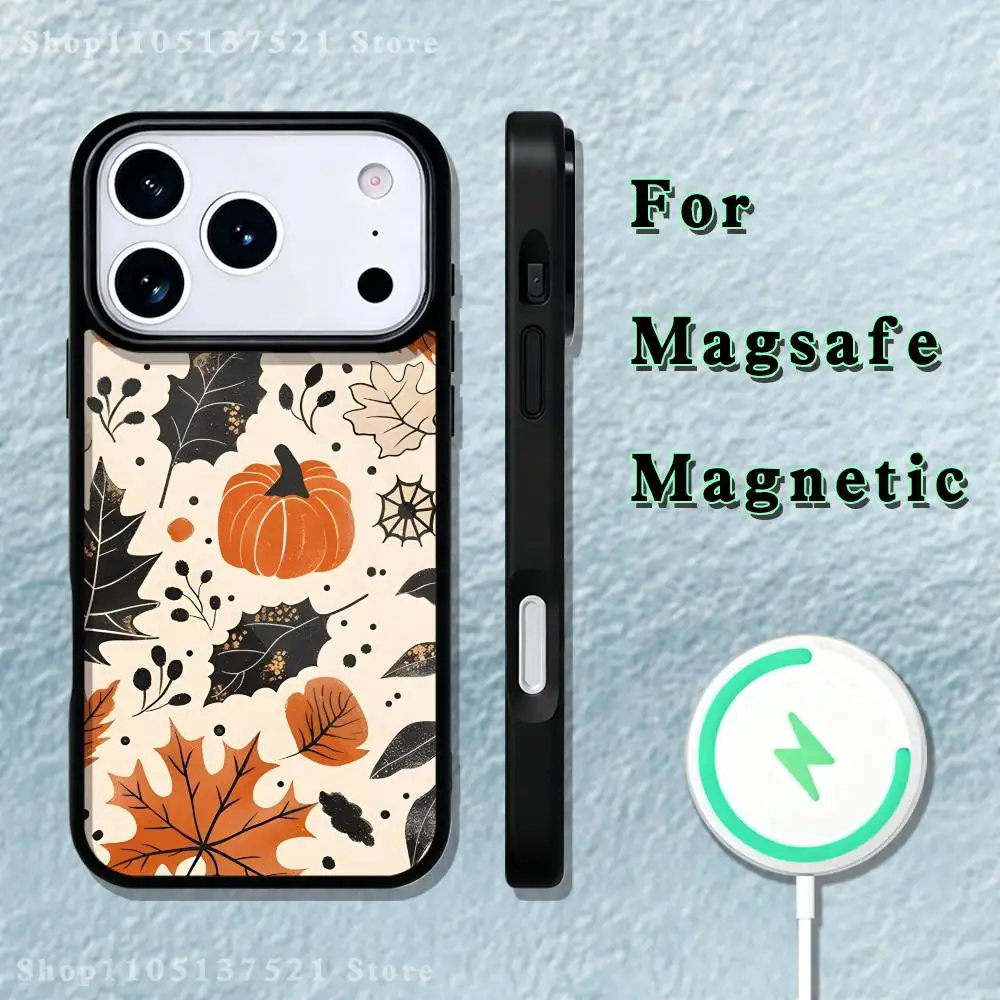 Autumn leaves pumpkin Phone Case  For iPhone 17,16,15,14,13,12,11,Pro,Max,Plus,Mini,SE4,E Magnetic Magsafe Wireless Charging