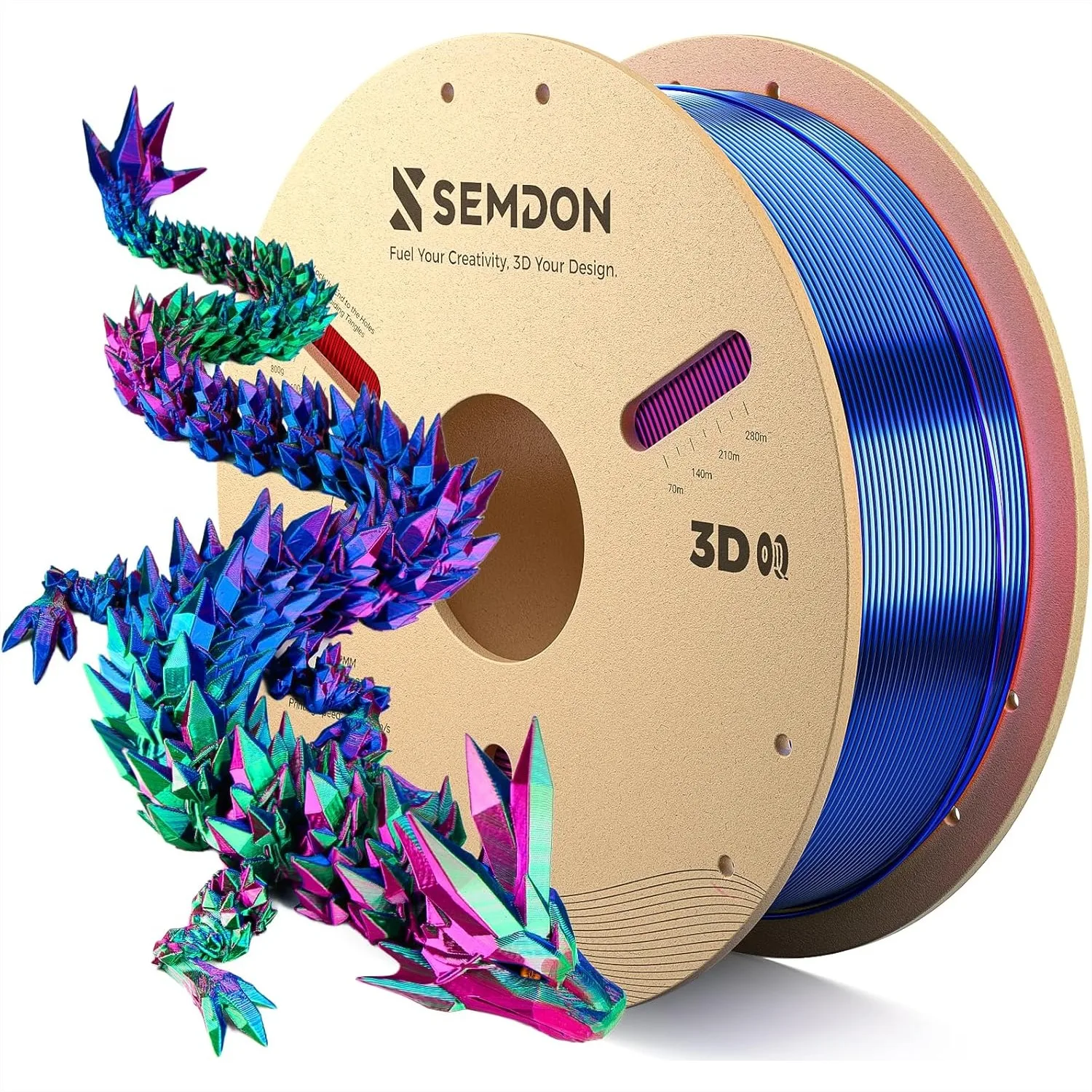 

Tri-Color Gradient Silk PLA Filament 1.75mm ±0.02mm, Rainbow Coextruded 3D Printer Filament for Ender 3, Prusa, Anycubic, 1KG