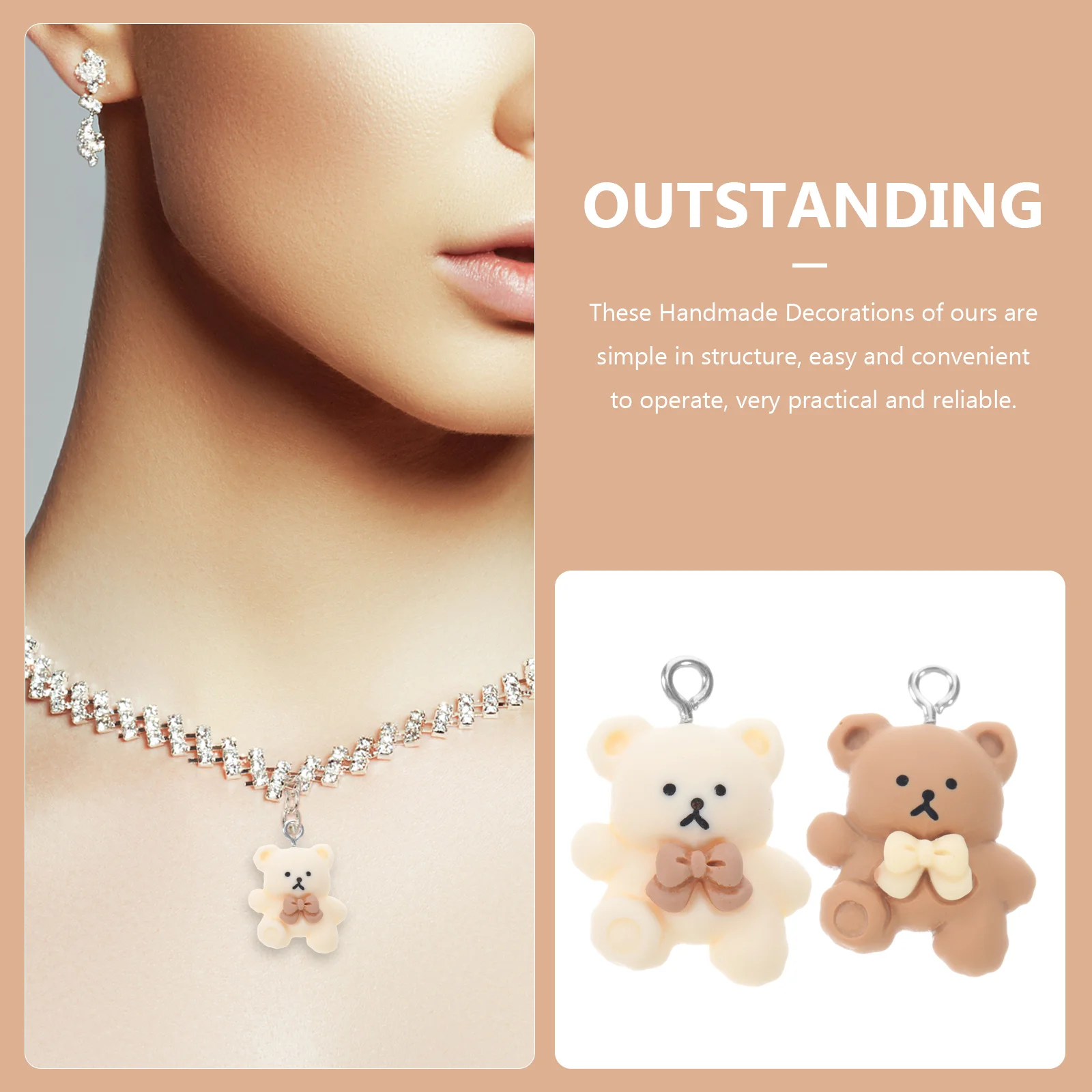 

24pcs Bear Charms Resin Small Jewelry Diy Pendant For Necklace Bracelet Keychain Craft Decoration Bow Shaped Charming