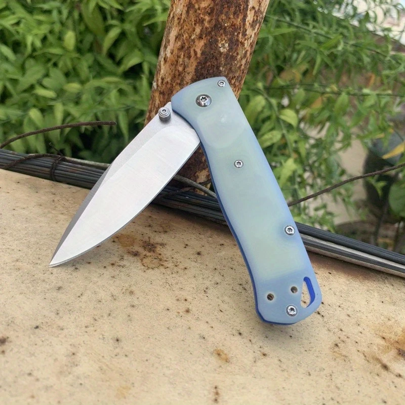 BM 535 G10 Blue Handle EDC Knives Folding Pocket Satin Plain Blade Camping Outdoor Survival Hand Knives EDC Portable Multitool