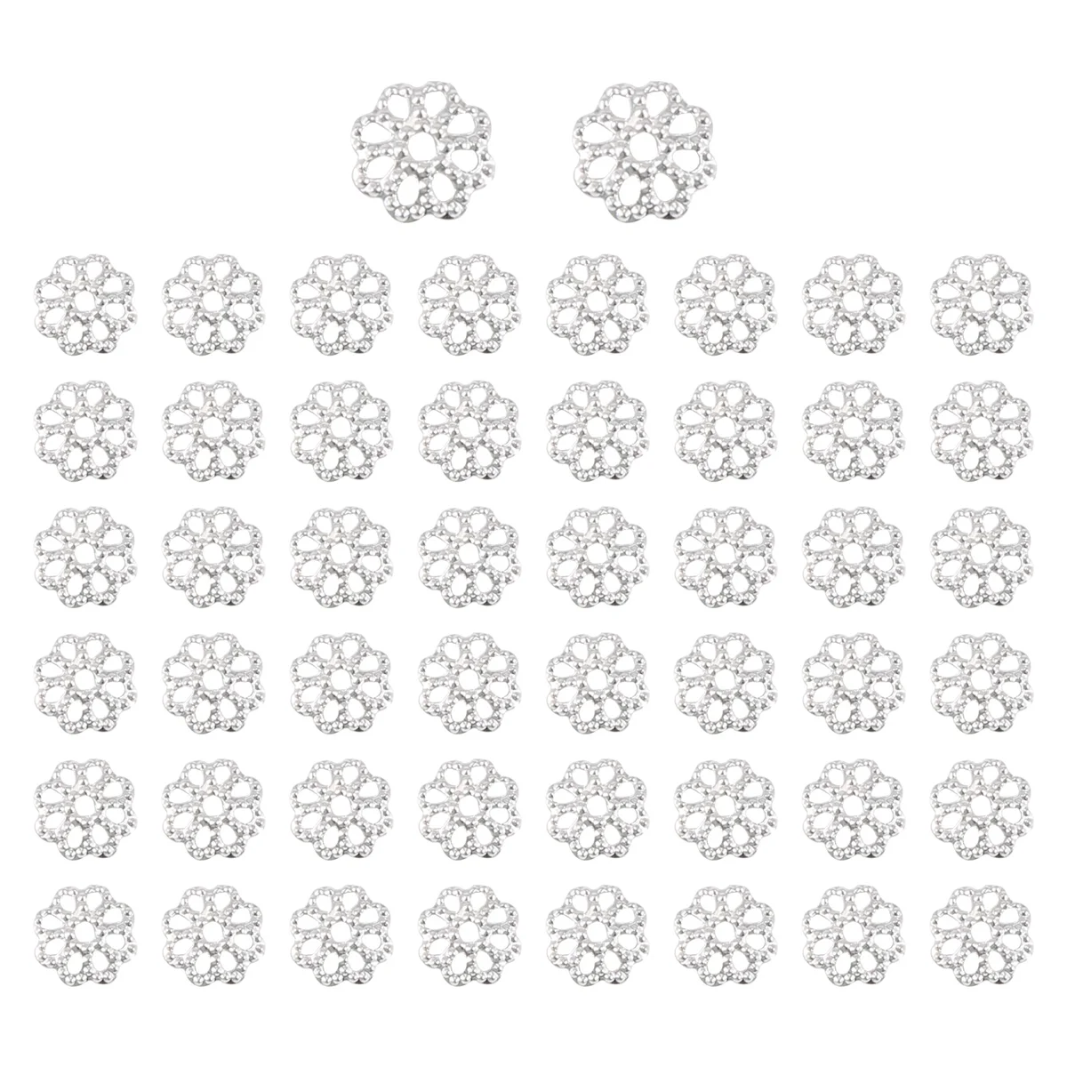 FZFZ 美しいビーズ 6mm シルバートーン フラワービーズキャップ ジュエリー作成用 (約500個)