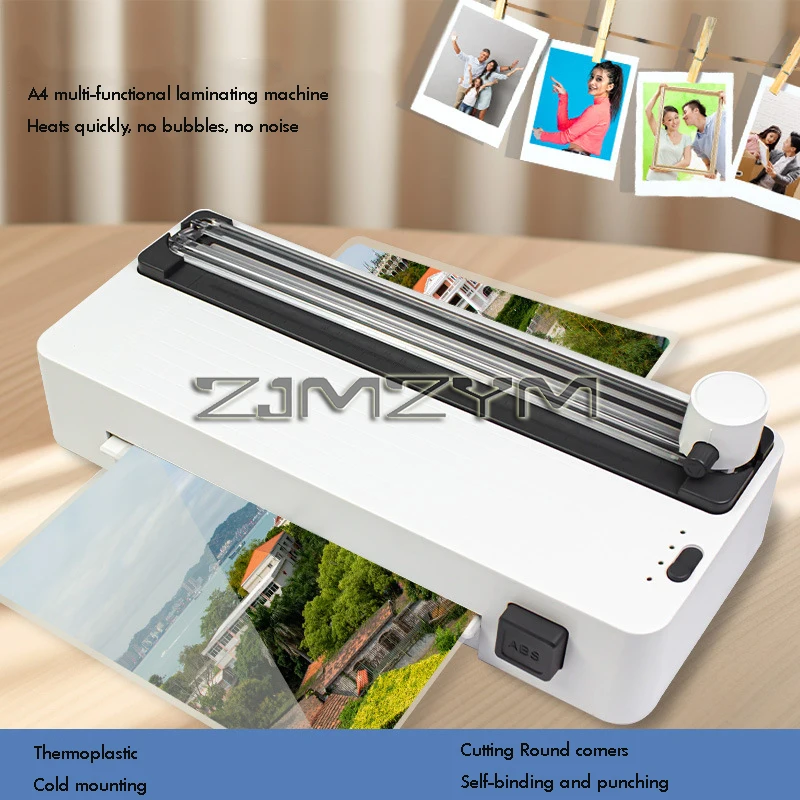 New Multifunctional A4 Laminator with Scalloped Edge & Dotted Line Cutter, Photo Paper Sealer with Corner Rounder & Hole Punch