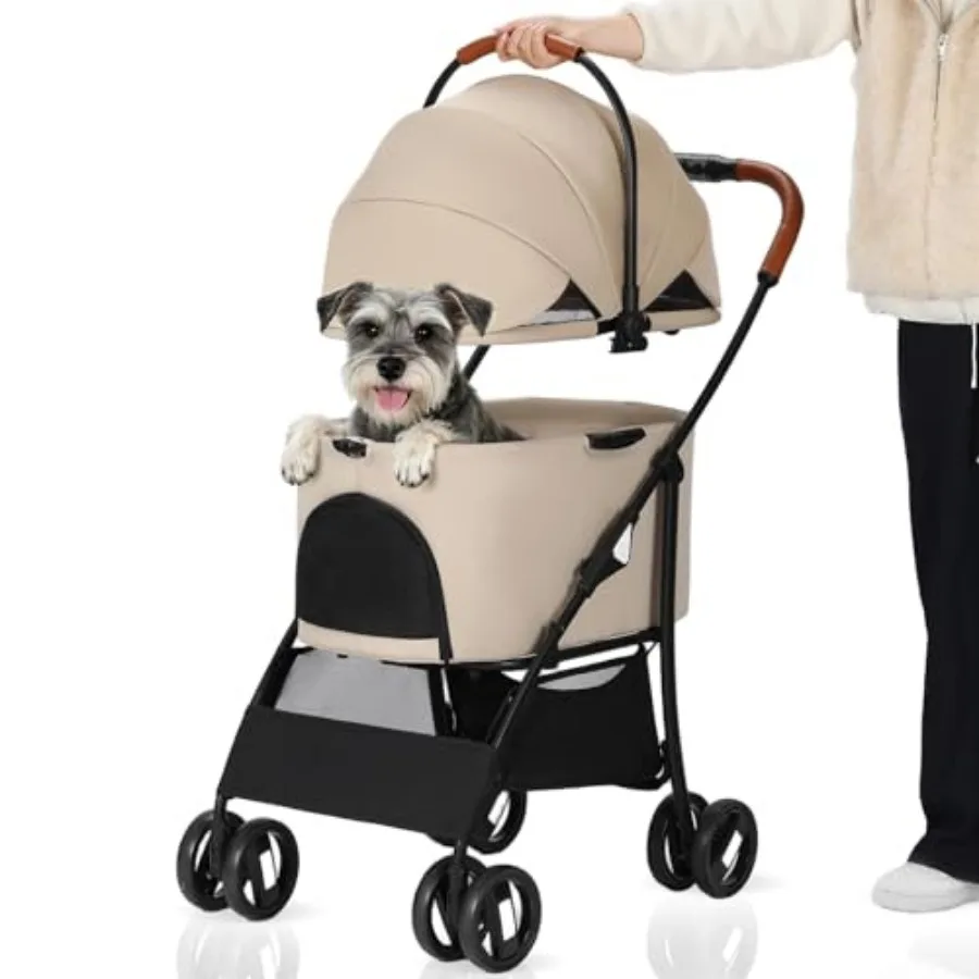 

Pet Stroller for Small Dogs Cats Up to 45 lbs with Detachable Canopy, Portable Foldable Dog Stroller with Sunshade and Car Seat