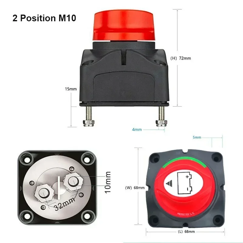 Auto Battery Disconnect Switch 12V 24V For Car Boat Marine 200A 300A Car Dual Battery Switch 3 Position Battery Selector Switch