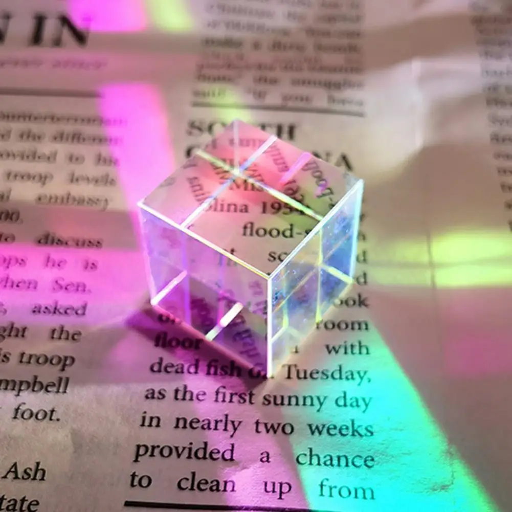 Gift for Women Mini K9 Glass Prism Cube Optical Color Mixing Sun Catcher Light Refraction Desktop Decor Photography for Window