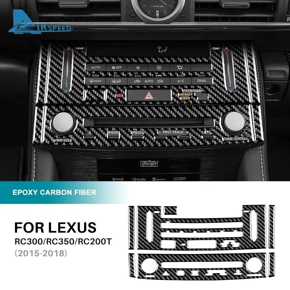 Real Soft Carbon Fiber Interior Trim LHD RHD Car Audio Center AC Sticker For Lexus RC300 RC350 RC200T 2015 2016 2017 2018