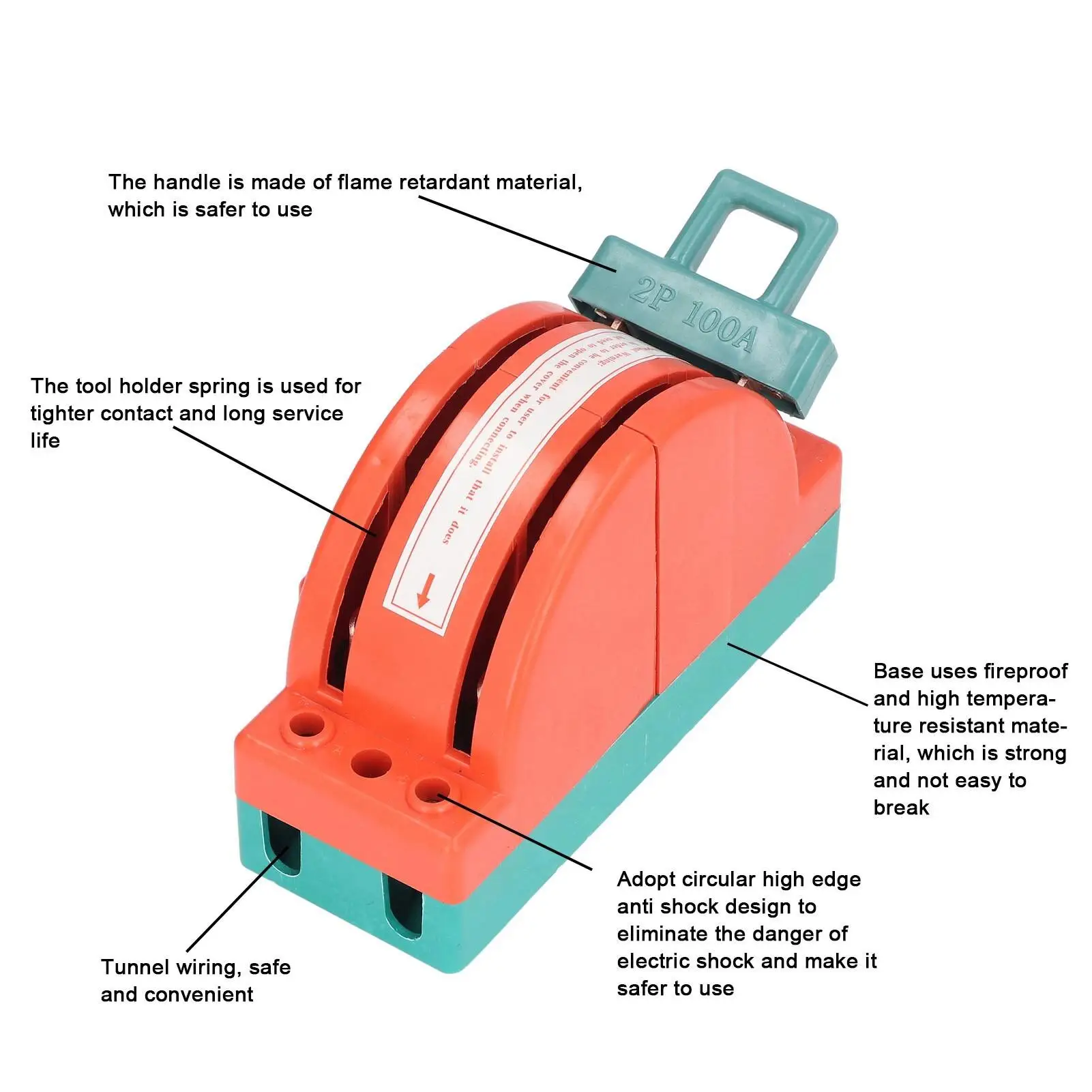 100A 2-Pole Double Throw Knife Switch for home Appliances