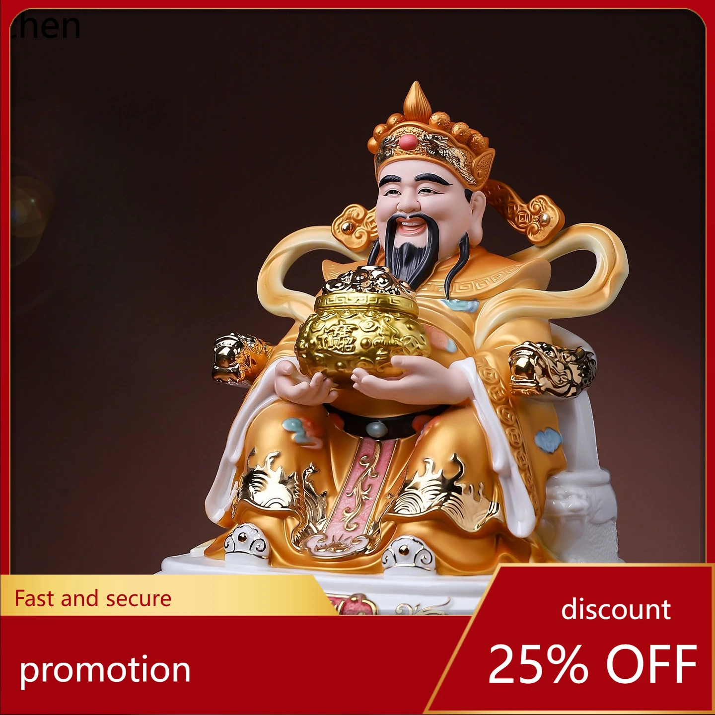Cz1 seven treasures ceramic cornucopia god of wealth statue god of wealth  statue ornament for home office worship of wealth god