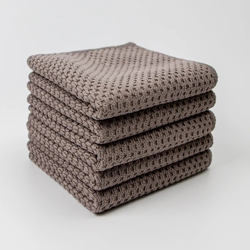 5PCS Asciugamano di cotone Morbido assorbente Strofinaccio da cucina Stracci a nido d'ape Traspirante Asciugamano per il lavaggio del viso Panno per la pulizia della casa