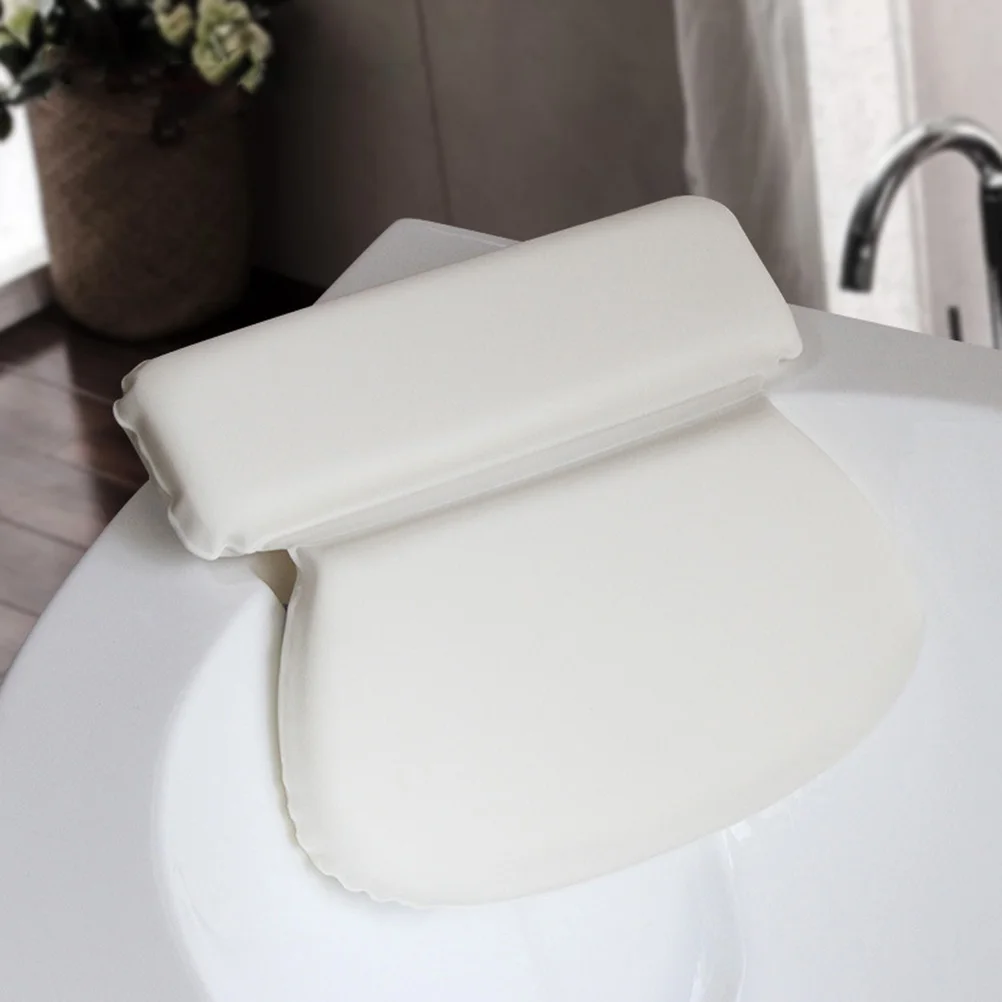 

PU Sponge Round Suction Bathtub Pillow Adsorptive Bath Pillow Spa Headrest for Bathtub Bathroom Toilet (White)