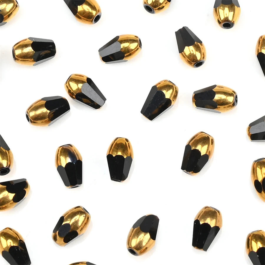 

6mm Tear Drop Pendant Black Loose Teardrop Faceted Glass Bead for Jewelry Making DIY Hand needlework