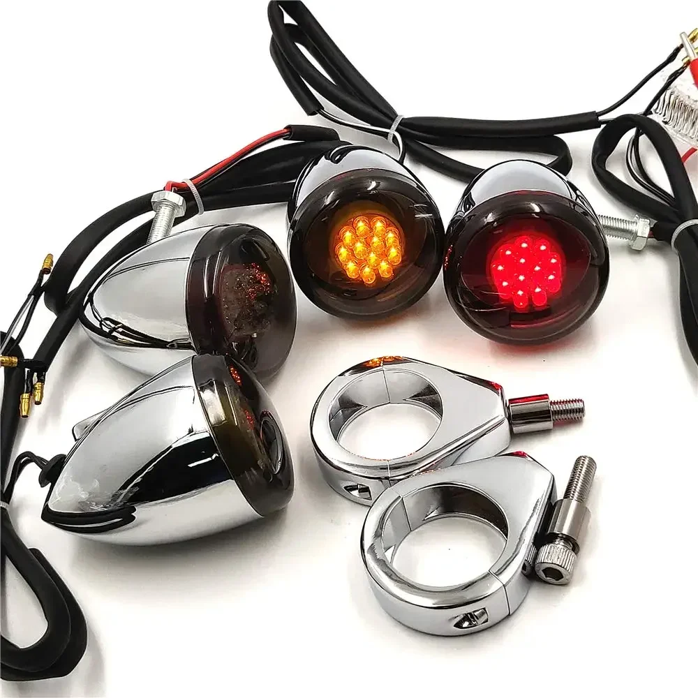 

Aftermarket Motorcycle Parts Turn Signals Kit for Harley Davidson Bullet LED 41mm Chrome+SMOKE