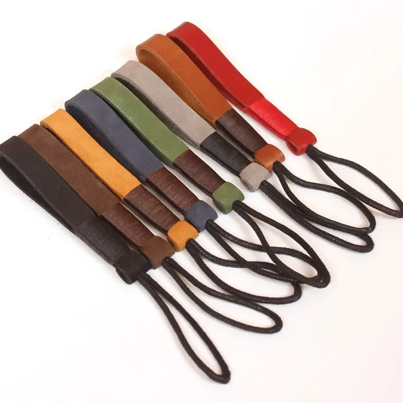 

High-end Custom LOGO Cowhide Genuine Leather Keychain Laser Engrave Car Keyring Rope Blank Personalize Dermis Key Chain Lanyard