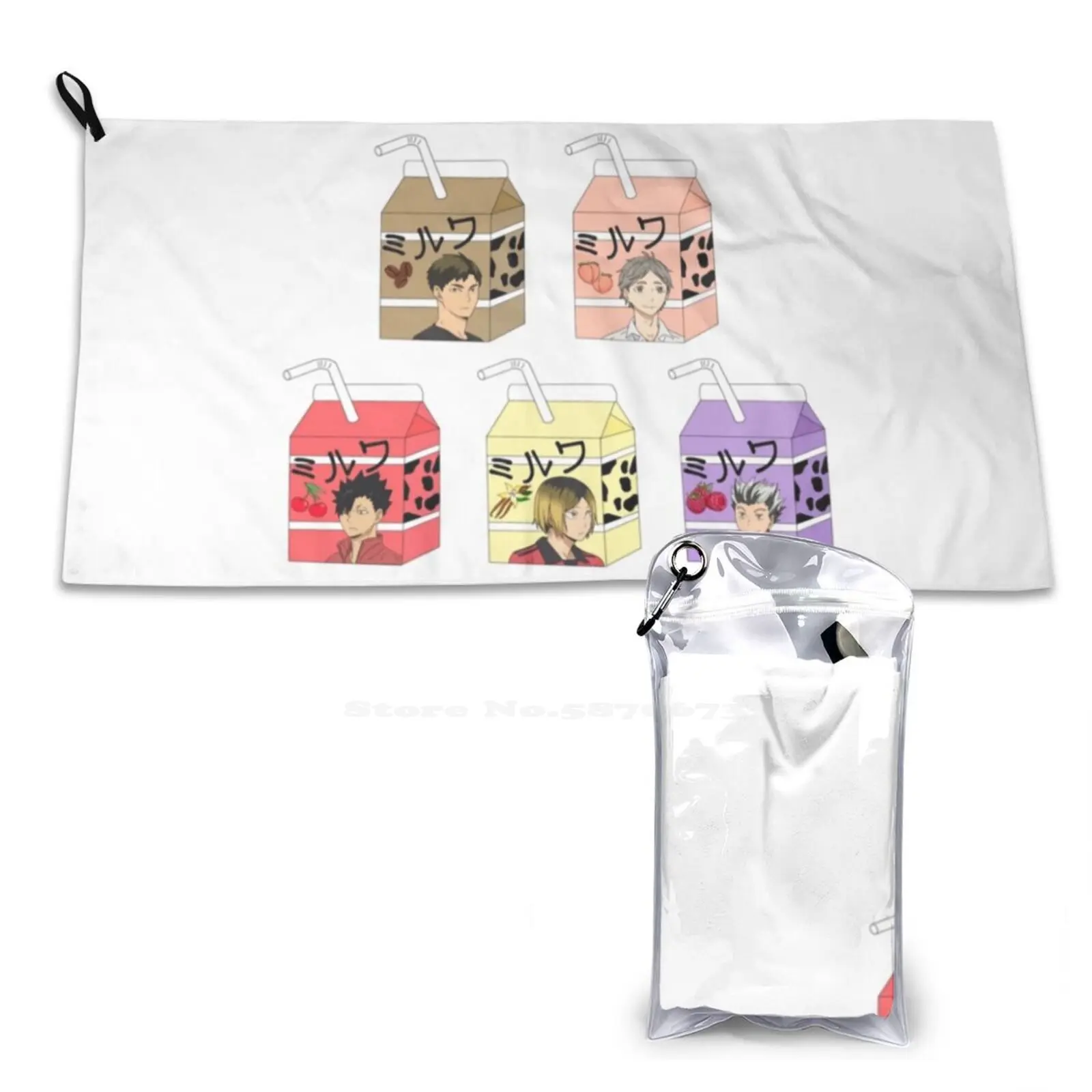 Haikyuu Milks 2 Quick Dry Soft Face Towel Home Outdoor Anime Manga Haikyuu Shiratorizawa Shiratori Zawa Milk Ushijima Wakatoshi