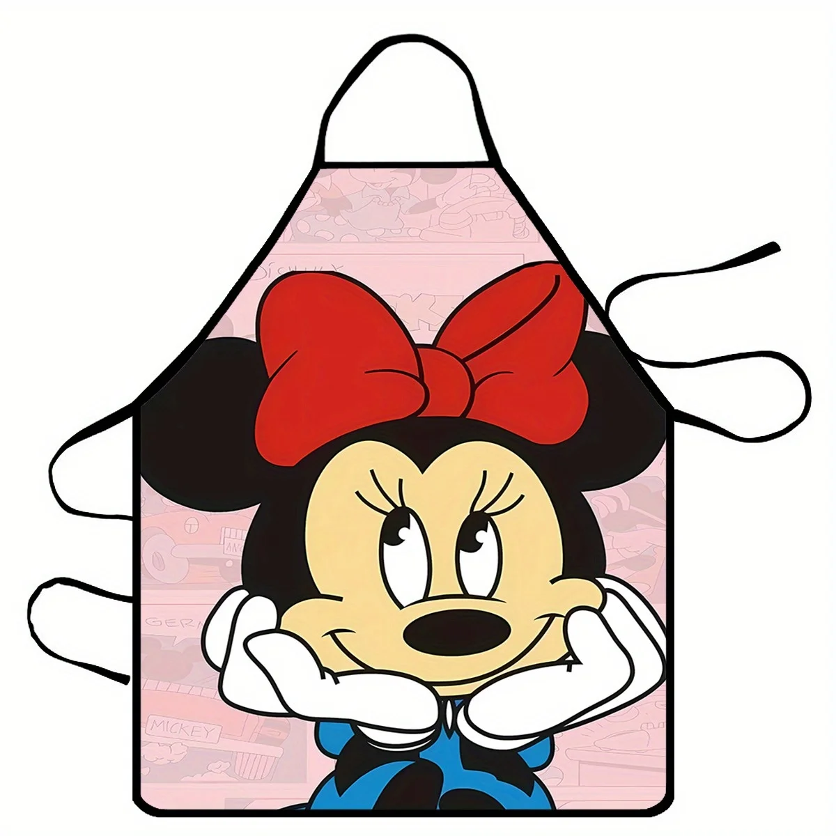 

Цельный розовый фартук Disney Minnie в горошек с красным бантом, идеально подходит для рукоделия, выпечки, рисования, уборки кухни и дома, фартук для шеф-повара, официанта, кафе, барбекю, кухонные принадлежности